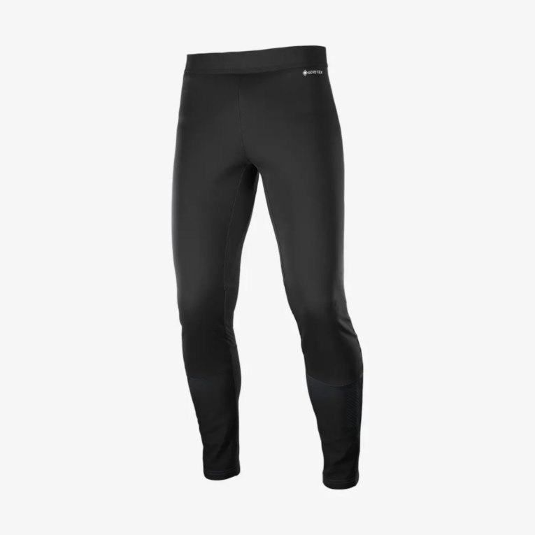 Black Salomon Gore Tex Infinium Windstopper Men's Running Tights | PH 16475P